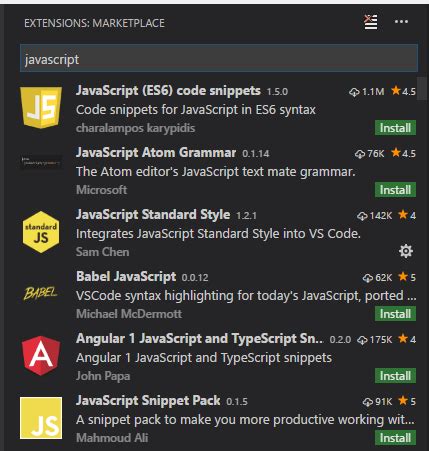 Vscode JavaScript Extensions 的图像结果
