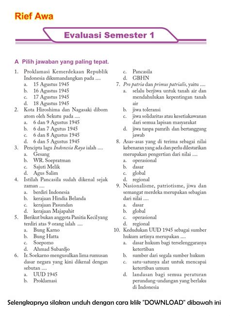 Soal Ujian Kelas 6 & Kunci Jawaban
