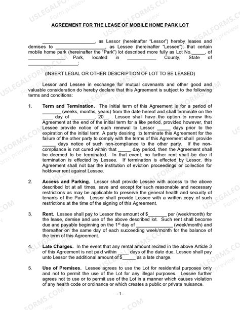 Rental Agreement Rv Lot Format | US Legal Forms