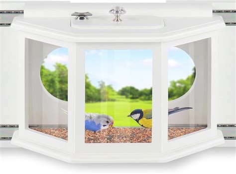 SNYNUXX Wooden Window Bird Feeder with Lock, Bird Feeder with 180 ...