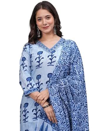 Buy rytras Women's Pure Cotton Printed Straight Kurta Set with Palazzo ...