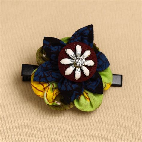 Multicolor Handmade Fabric Flower Hair Clip