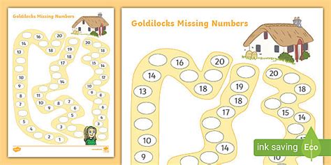 Goldilocks Missing Numbers Worksheet