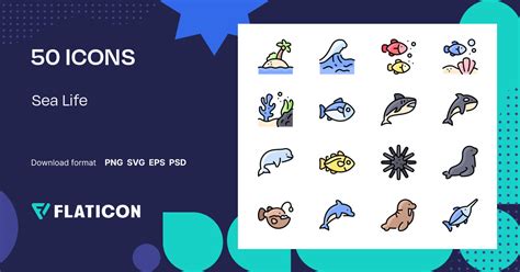 Sea Life Icon Pack | Lineal Color | 50 .SVG Icons