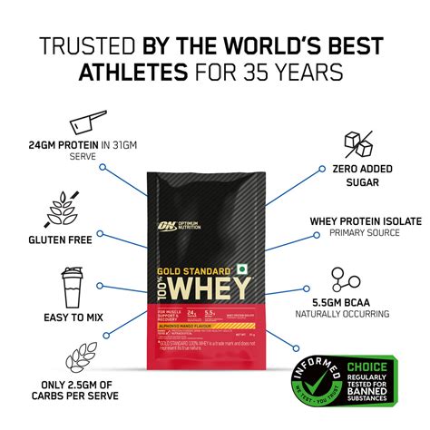 Shop Gold Standard 100% Whey Protein - Aphonso Mango Pack of 5 - ON