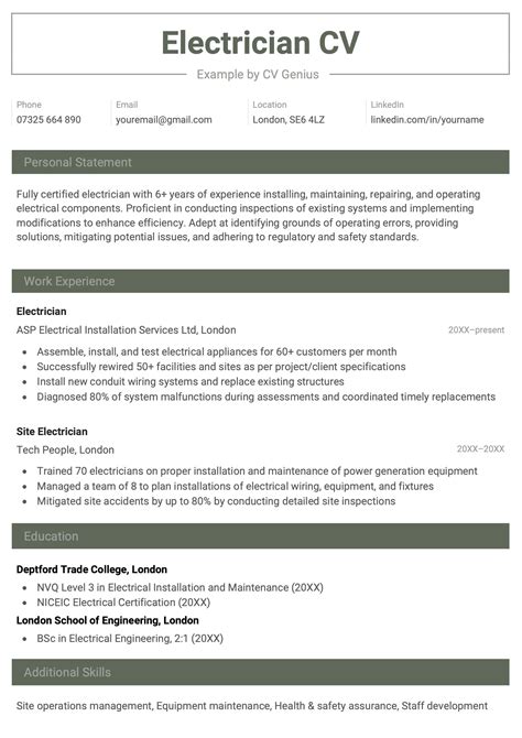 Electrician Resume Template at John Mcfadden blog