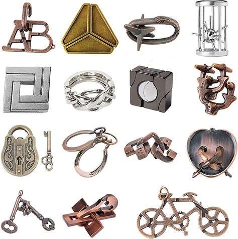 RoseFlower Metal Puzzle IQ Test Brain Teaser for Adults, Metal Puzzles Mind Game Educational ...