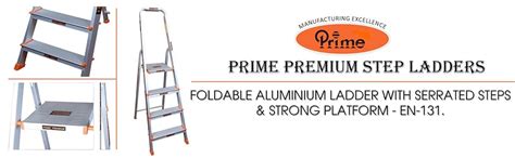Prime Premium Aluminium Step Ladder for Home | 4 Steps (3+1) | Wide ...