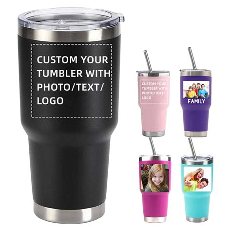 Amazon.com | Personalized Photo 20oz 30oz Stainless Steel Tumbler ...