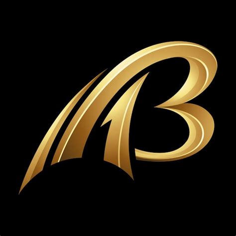 Golden swooshing letter b on a black background | Premium Vector