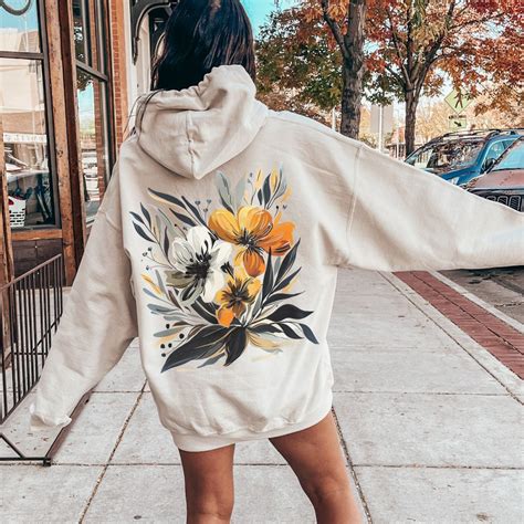 Oversized Graphic Hoodie: Nature Flower Plant Design | Graphic hoodies ...