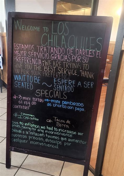 Menu at Los Chilaquiles Mexican Breakfast restaurant, Reno