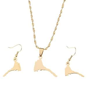 Buy Smooth Eritrean Map Necklace Pendants Gold Color Jewelry Ethiopian ...
