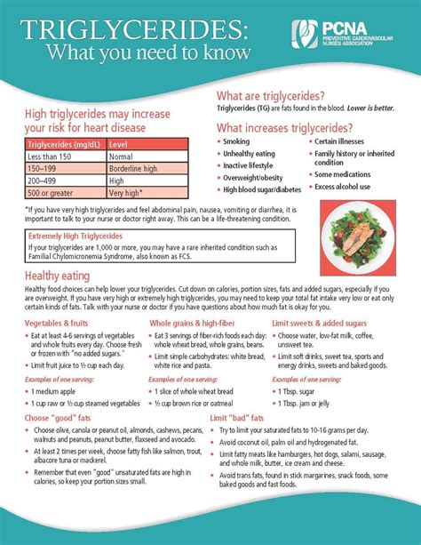 Triglycerides: What You Need to Know Fact Sheet – PCNA