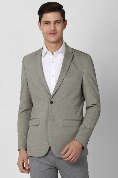 Buy Men Grey Solid Formal Blazer Online - 697568 | Peter England