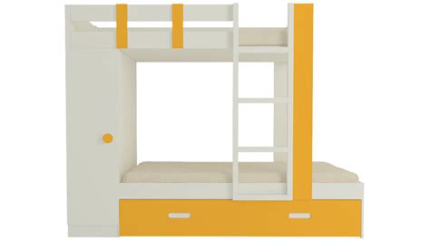 Adona Evita Twin Bunk Bed w/Trundle Pullout-cum-Wardrobe Strawberry ...