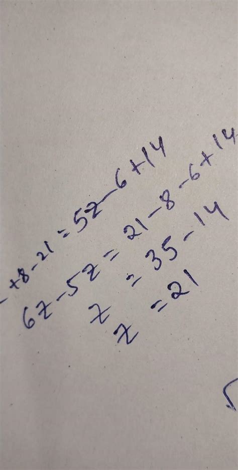 6z+8-21=-5z-6+14 plzz - Brainly.in