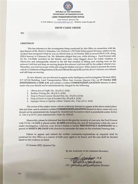 LTO summons SUV driver, owner over ‘hit-and-run’ of enforcer ...
