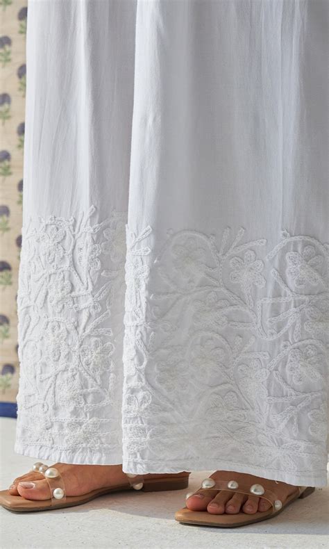Handcrafted Chikankari White Palazzo – Ridhiiee Suuri