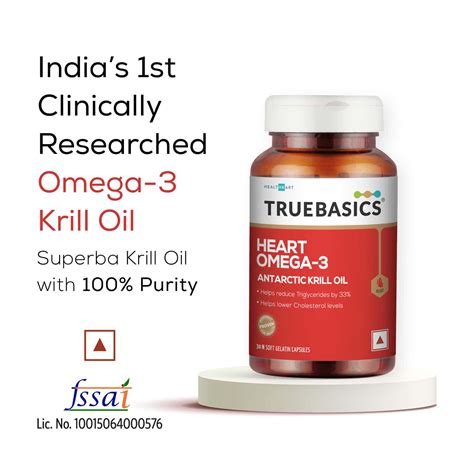Buy TRUEBASICS HEART OMEGA-3 ANTARCTIC KRILL OIL - 30 SOFTGELS Online ...