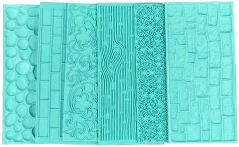 Jubilant 6 Pack Fondant Impression Mat Fondant Mold Set, Embossed Tree ...