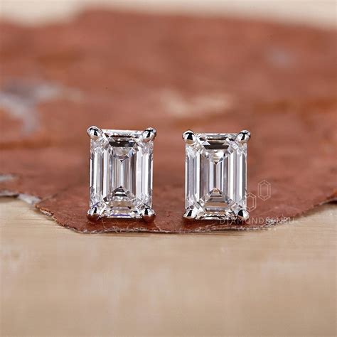 Emerald Cut Diamond Earrings for Women, 0.50 to 4.0 Ct Lab Grown ...