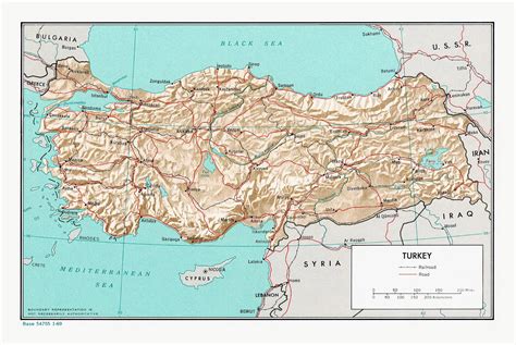 Large political map of Turkey with relief, roads, railroads and major cities - 1969 | Turkey ...