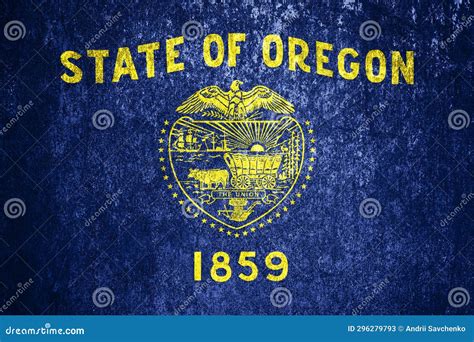 Close-up of the Grunge Oregon State Flag. Dirty Oregon State Flag on a ...