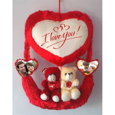 Buy Personalized Red Couple Teddy Bear Hanging Heart Jhoola Online at ...