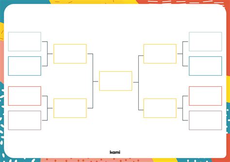 Tournament Template 4 Brackets | Colored Box | March Madness for ...