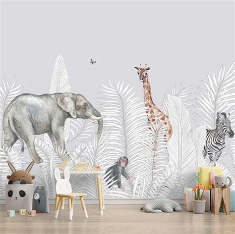 Jungle Animals in White Background, KidsWallpaper | Life n Colors