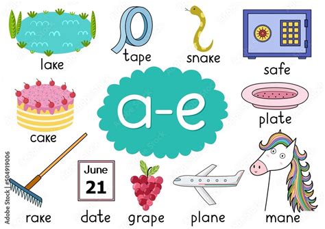 Vetor de A-e digraph spelling rule educational poster set for kids with ...