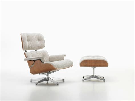 Vitra Eames Lounge Ottoman, American cherry - Nubia cream/sand ...