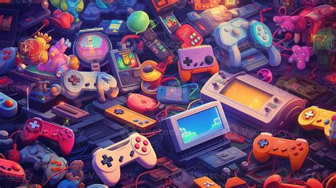 retro gaming, digital art illustration, Generative AI 33842617 Stock ...