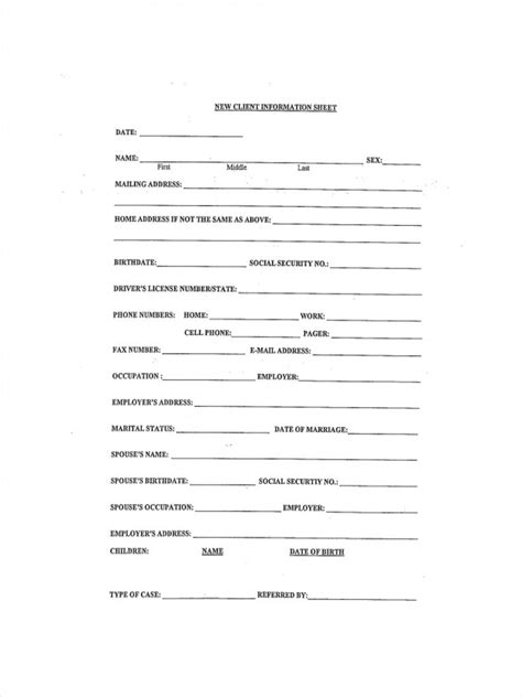 Customer Information Form PDF 的图像结果