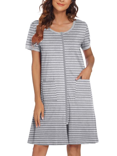 Avidlove Women Zipper Front Robes Short Sleeve House Coat Zip Up Short ...