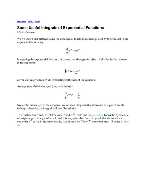 Image result for Integrals of Exponential Functions