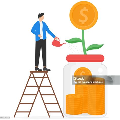 Plant Money Coin Tree Growth Illustration For Investment Concept Income Salary Rate Increases ...