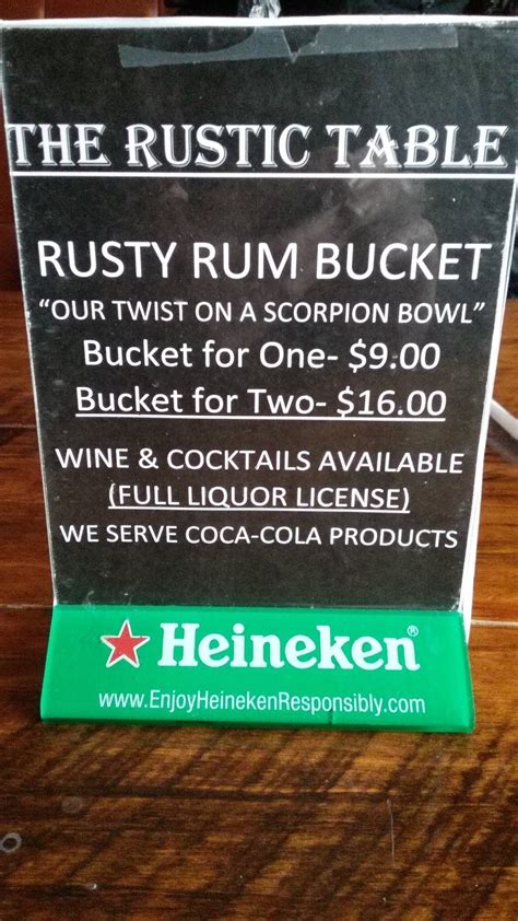 Menu at The Rustic Table restaurant, Winchester