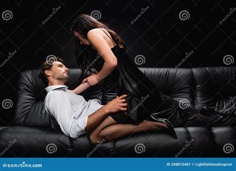 Passionate Elegant Woman Seducing Man Lying Stock Image - Image of ...