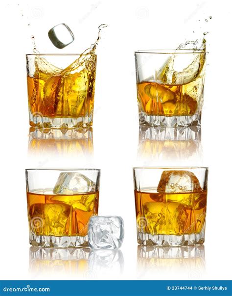 Set of Scotch Whiskey Glasses Isolated Stock Photo - Image of liquid ...
