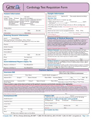 Cardiology Test Requisition Form - Genetic Testing Company ... - Fill ...