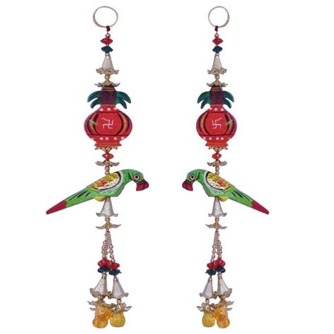 Buy Generic Green Door Side Wooden Toran/Latkan with Parrot and Kalash ...