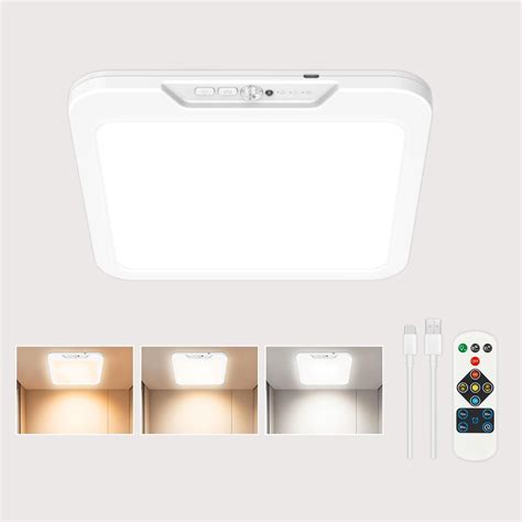 Rechargeable Ceiling Light with Motion Sensor & Remote, 3 Color ...