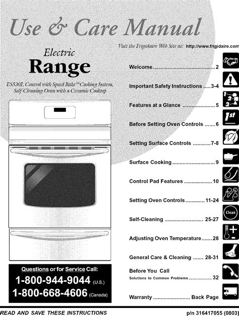 Frigidaire FEFL79HCB User Manual ELECTRIC RANGE Manuals And Guides L0807060