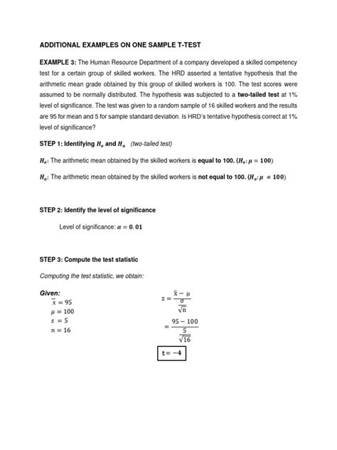 One Sample T Test - Additional Examples | PDF | Statistical ...
