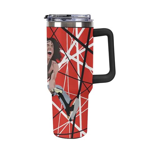 Van Halen 40oz Large Capacity Car Cup Tumbler with Handle And Straw Lid, Insulated Stainless ...