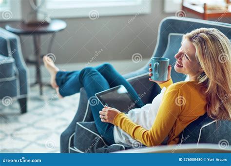 Youll always Be Entertained Online. a Young Woman Using Her Digital ...