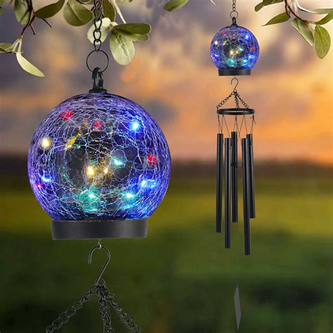 Wind Chimes Outdoor Solar Lights, 42 Inch Large Sympathy Chime 15 LED Twinkle Multi Color ...