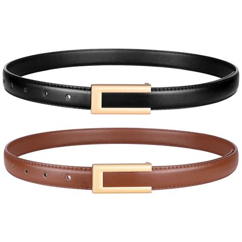 Timarkment 2 Pcs Women’s Belt Skinny Leather Belts for Women with Gold ...